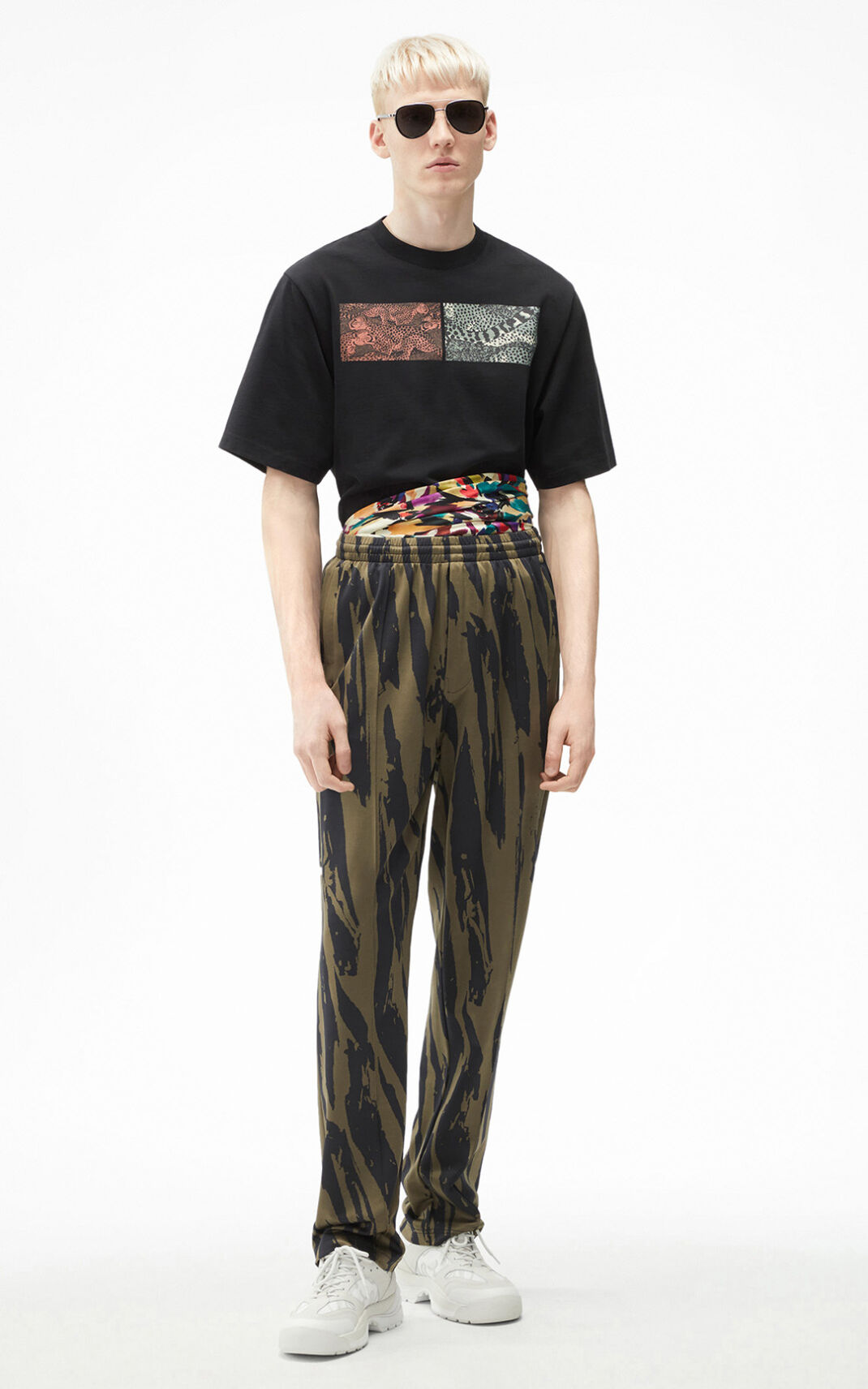 Kenzo Pleat Camo oversize Hlače Muške - Svijetlo Sive - Hrvatska AYXTMD629